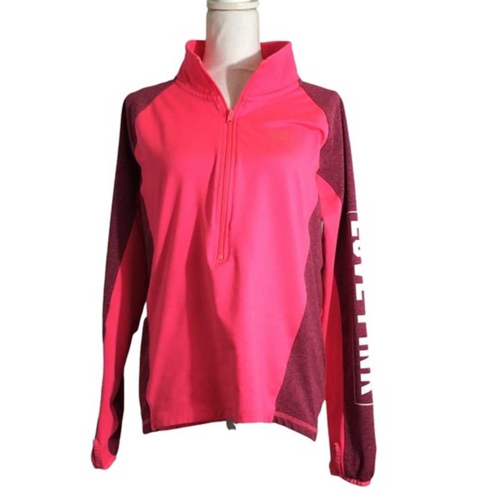 PINK VS 3/4 zip fitted active pink/purple sweatshirt. Sz Lg